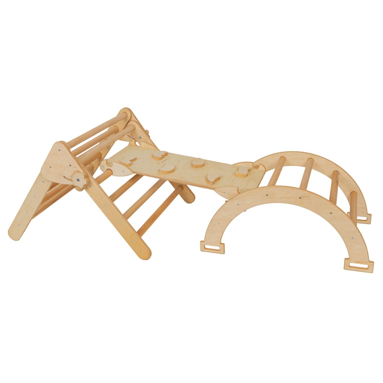 Set de trei triunghi Pikler + rampă + arc (mini)