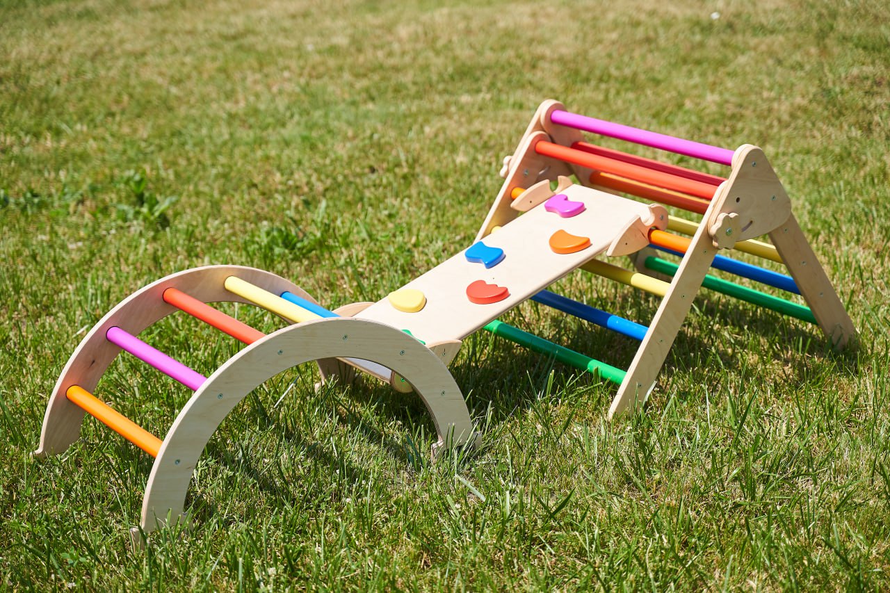Montessori Play Gym for Kids Set (Arch+Ramp+Board)Bright Min