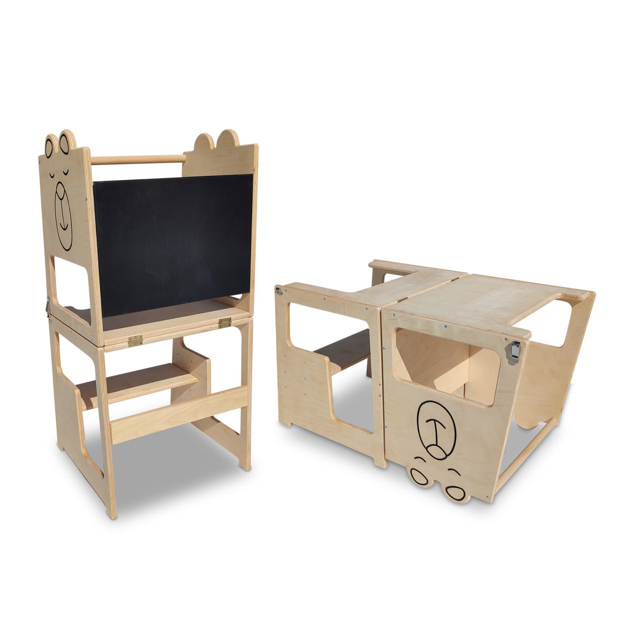 3 în 1: Turn de bucătărie, masă și scaun All-in-One (ursuleț)
