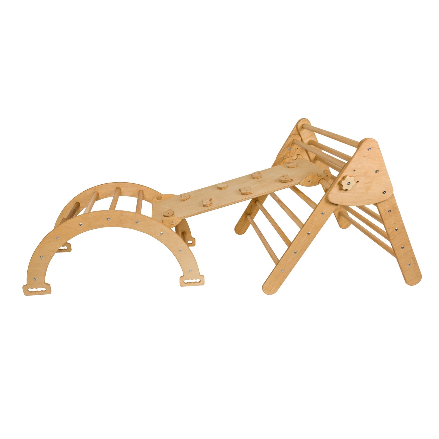 Set de trei triunghi Pikler + rampă + arc (mare)