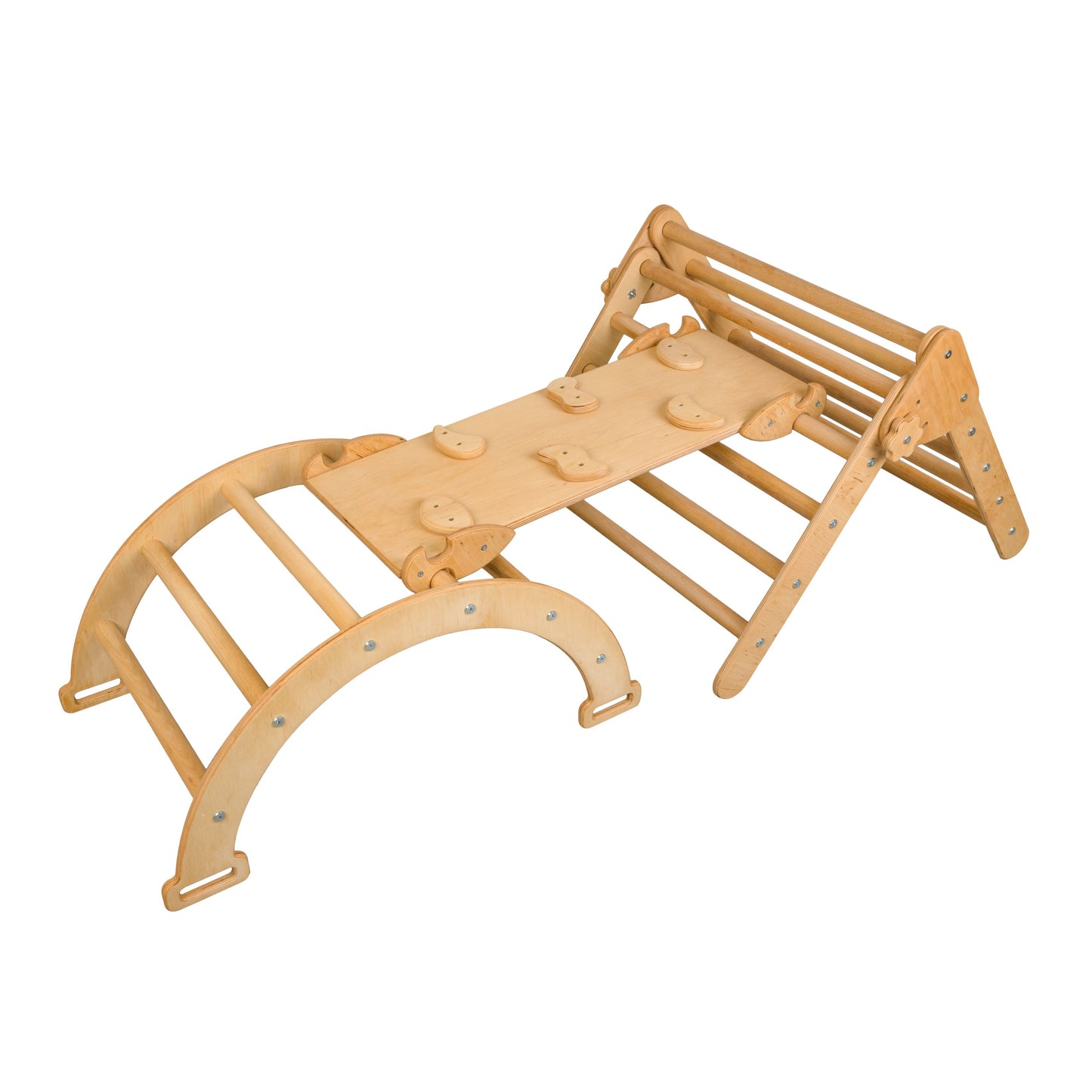 Set de trei triunghi Pikler + rampă + arc (mini)