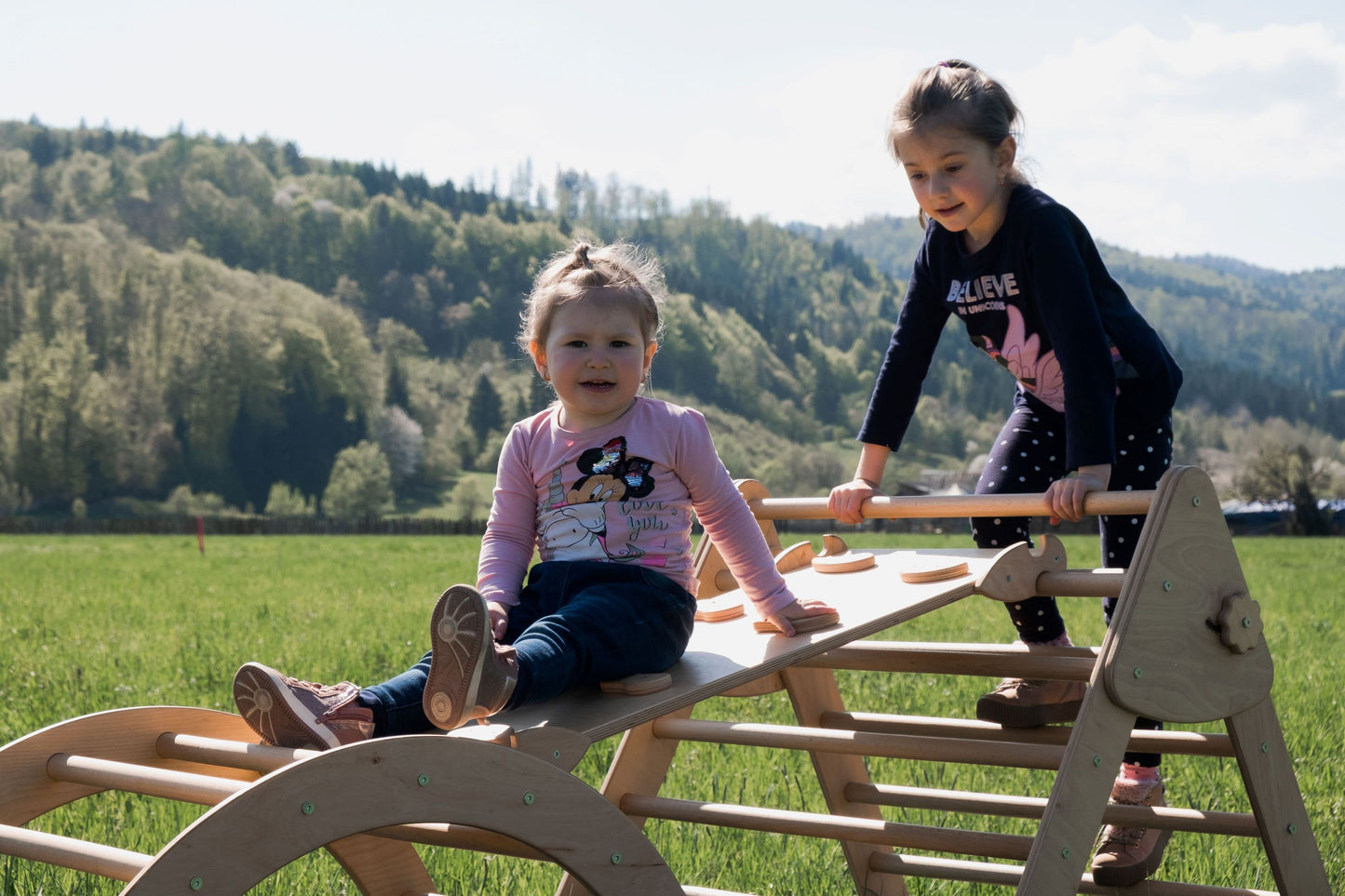 Set de trei triunghi Pikler + rampă + arc (mare)