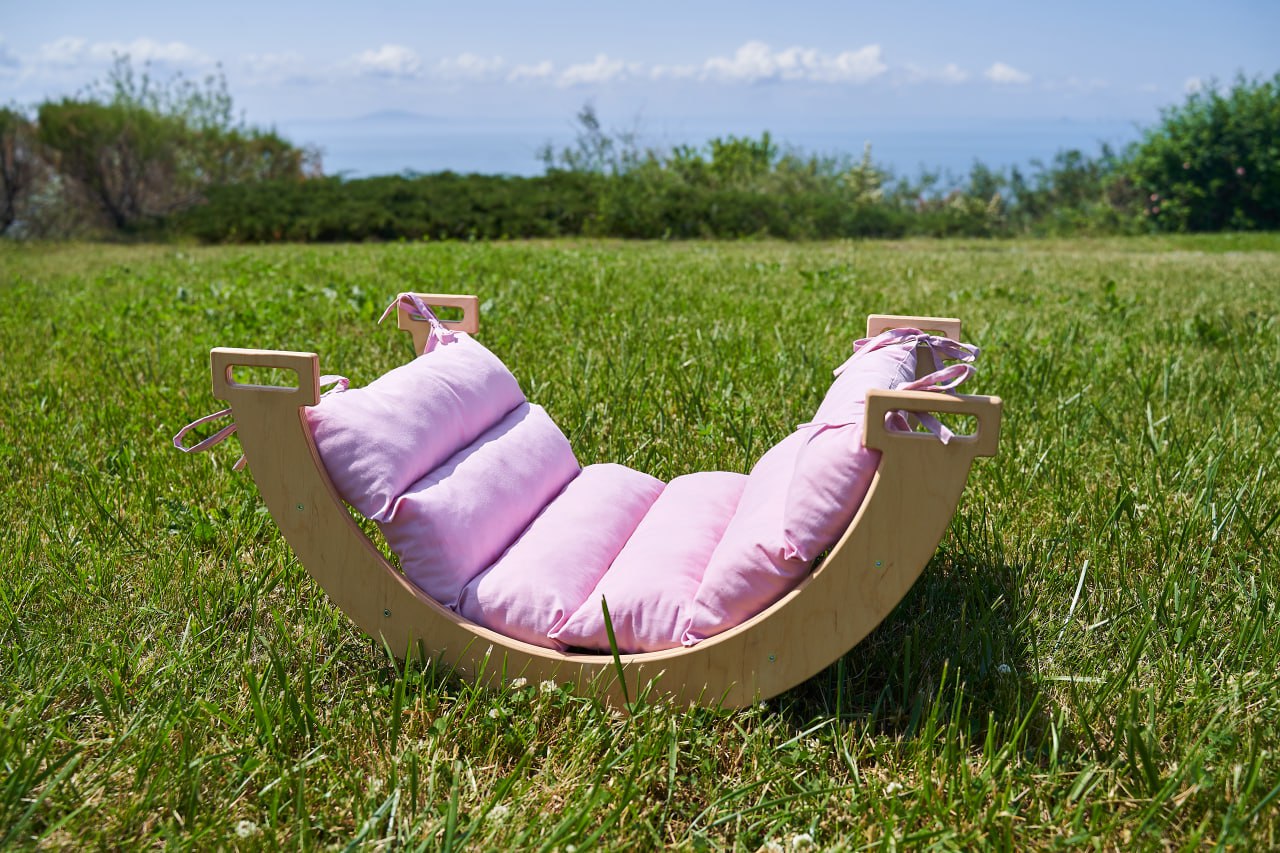 Montessori Baby Rocker Set Arch + Cushion (Min) Pastel