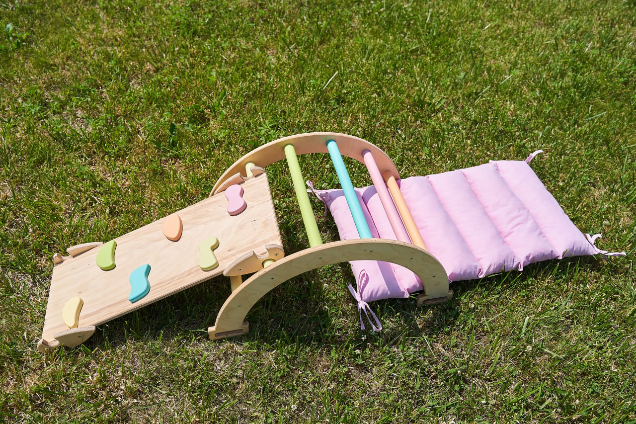 Montessori Climbing Board Arch Set (Arch+Ramp+Cushion) Pastel
