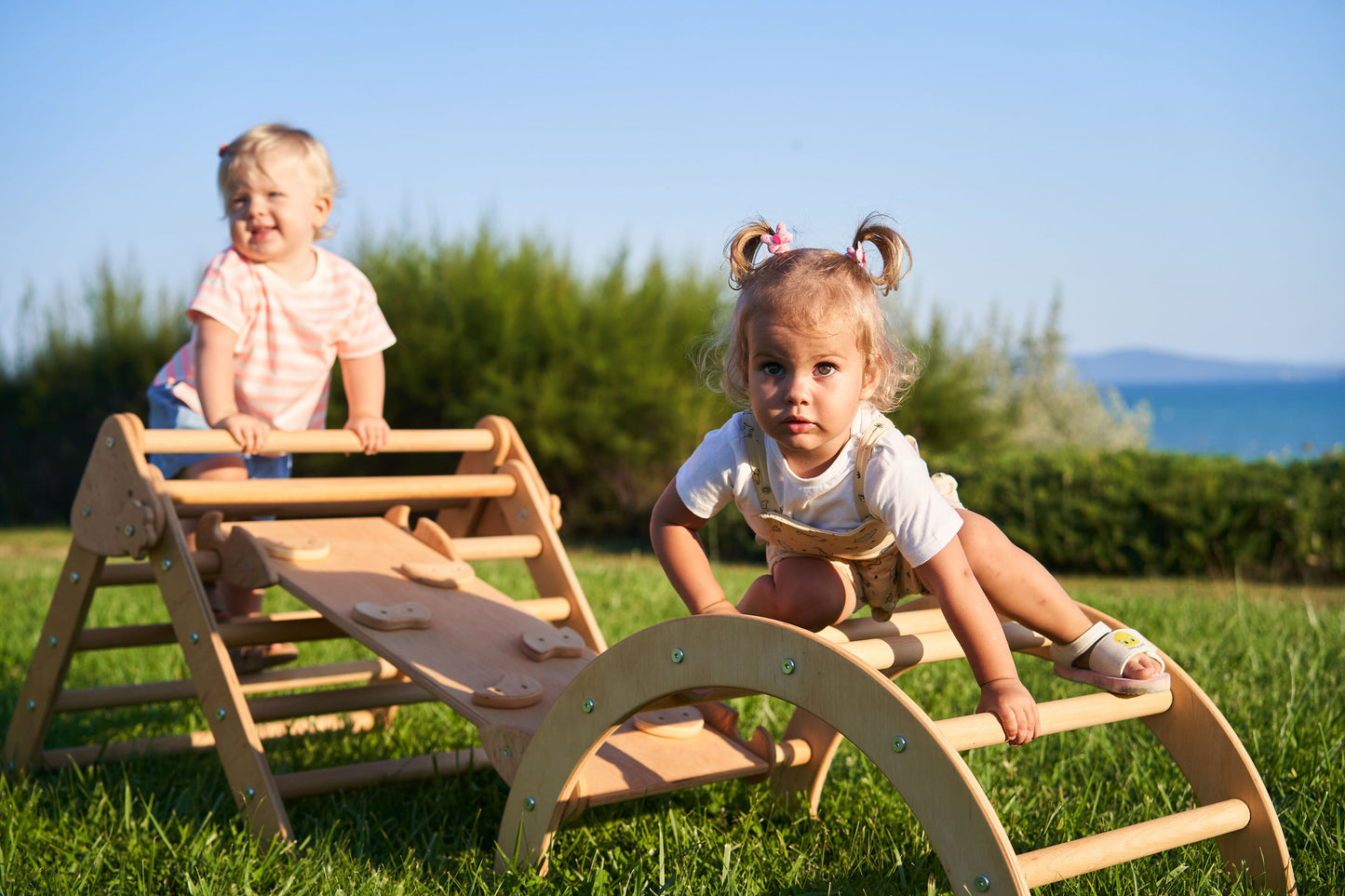 Set de trei triunghi Pikler + rampă + arc (mini)