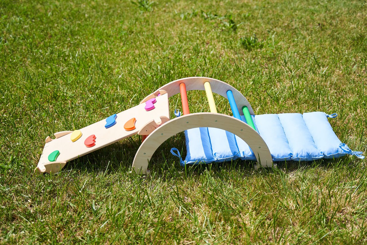 Montessori Climbing Board Arch Set (Arch+Ramp+Cushion) Bright