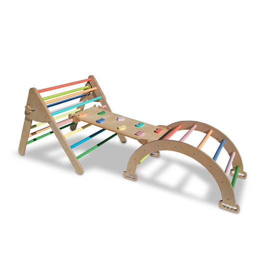 Montessori Indoor Climbing Set (Arch+Ramp+Board) Pastel Large